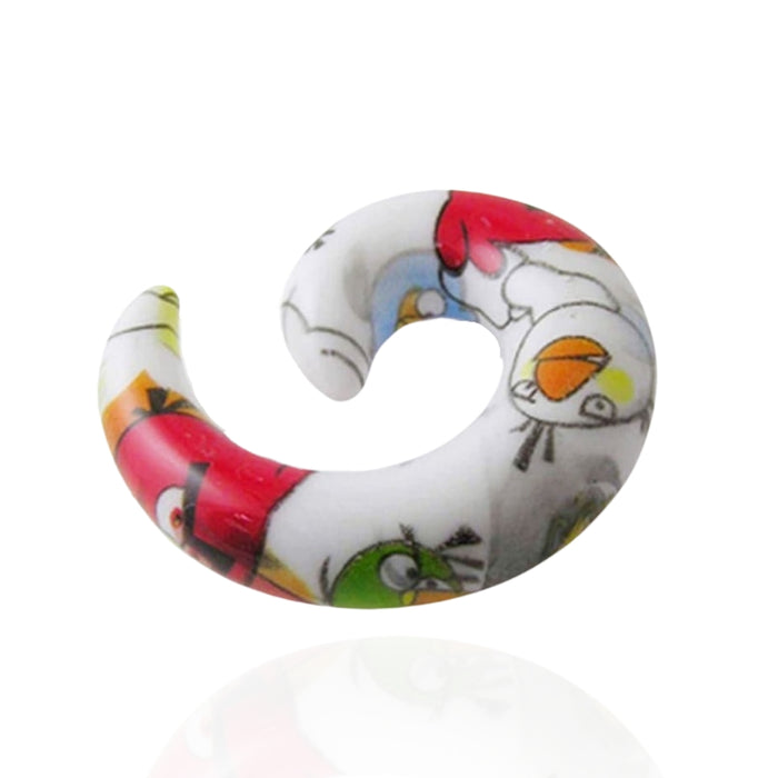 UV Acrylic Bird Print Spiral Ear Expander