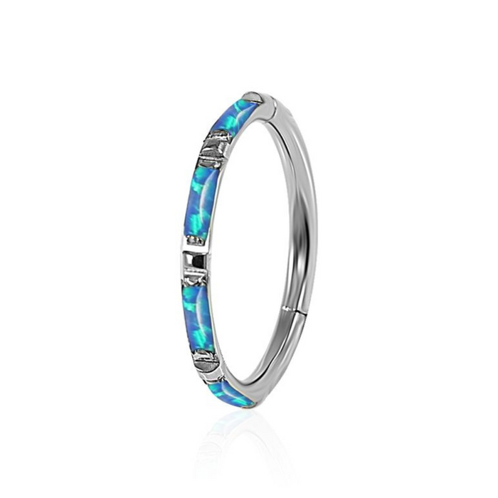 316L Surgical Steel Opal Studded Hinged Segment Clicker Ring