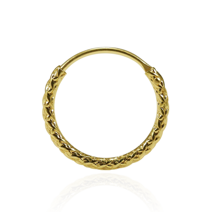 14K Solid Gold Laser Cut Hinged Segment Hoop Ring