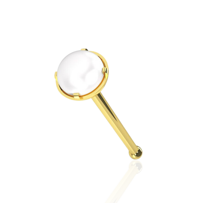 14K Solid Gold Natural Pearl Nose Stud