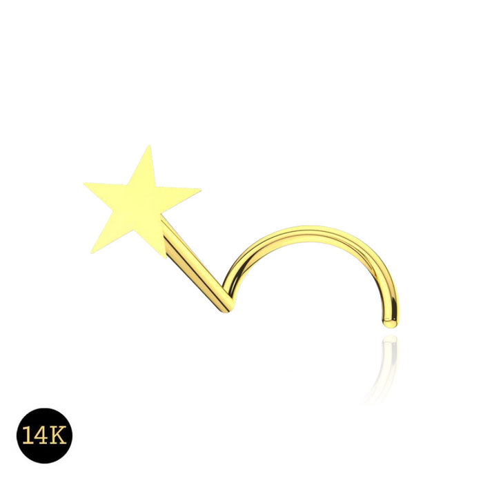 14K Gold Plain Star Nose Screw