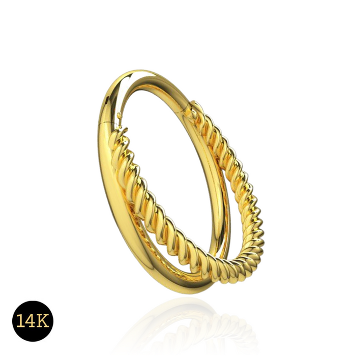 14K Solid Gold Double Stack Hinged Segment Clicker Ring