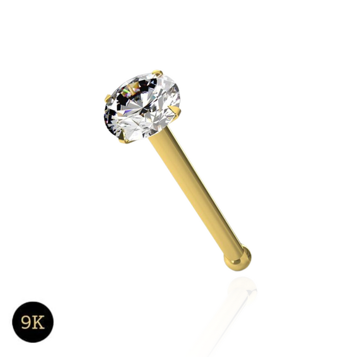 9K Hollow Gold CZ Prong Setting Nose Stud