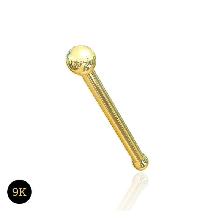 9K Yellow Gold Plain Bead Ball Top Nose Bone Stud