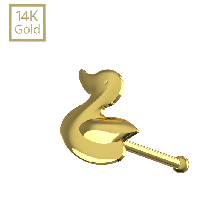 14K Solid Yellow Gold Ball End Duckling Nose Stud