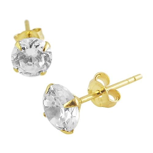 14ct Solid Yellow Gold CZ Ear Stud - Monster Piercing