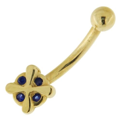 14ct Solid Gold Studded Iron Cross Belly Ring - Monster Piercing