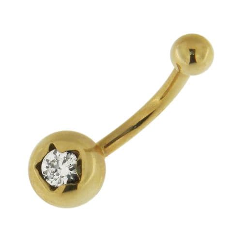 14ct Solid Gold Studded Star Encased Gem Belly Ring - Monster Piercing