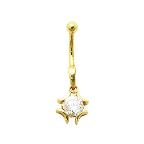 14ct Solid Gold Gemstone Dangling Belly Ring - Monster Piercing