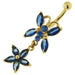 14ct Solid Gold Blue Studded Butterfly Belly Ring - Monster Piercing