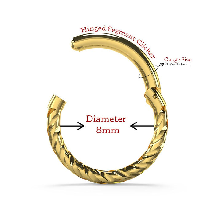 9K Gold Twisted Hinged Segment Clicker Ring