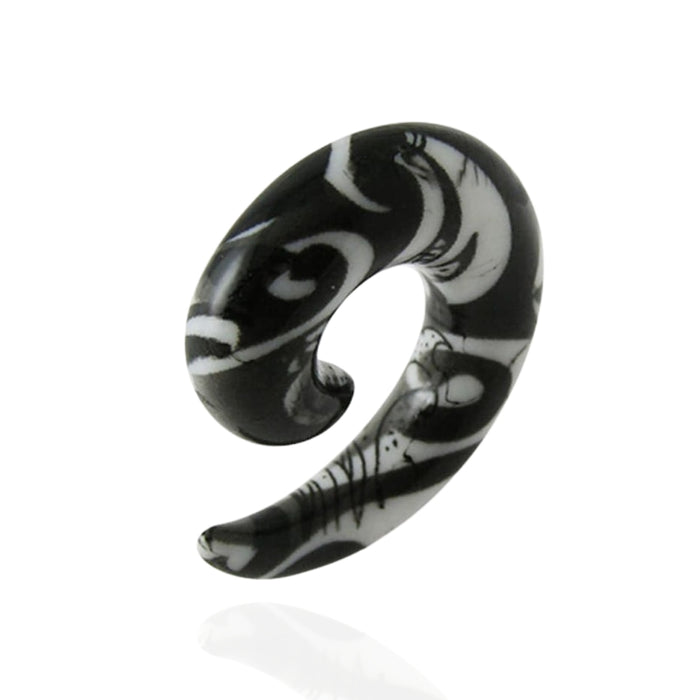 Black and White UV Acrylic Spiral Ear Taper