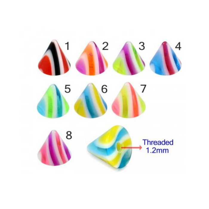 Steel Curved Bar with Rainbow Stripes UV Cone (Pack of 10)