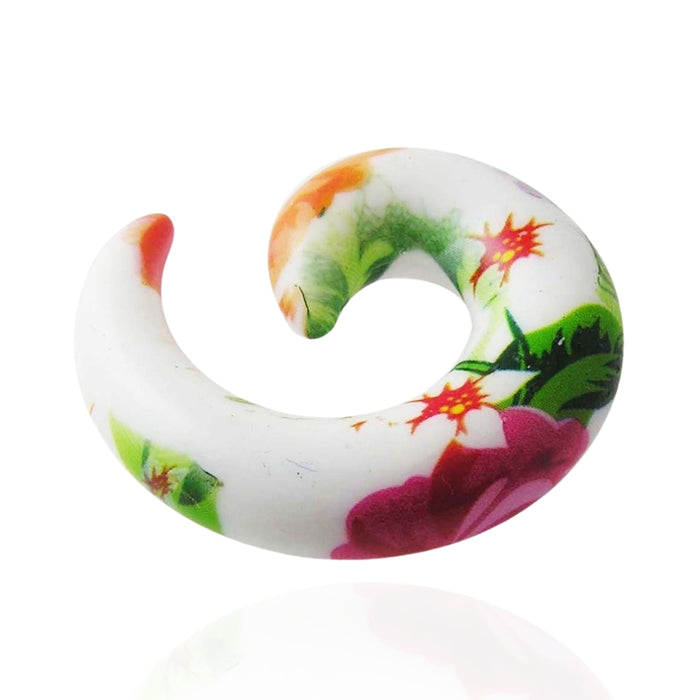 Beach Flowers Print UV Acrylic Spiral Ear Taper