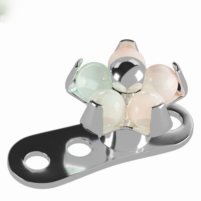 Opal Stone Studded Flower Dermal Anchor Top