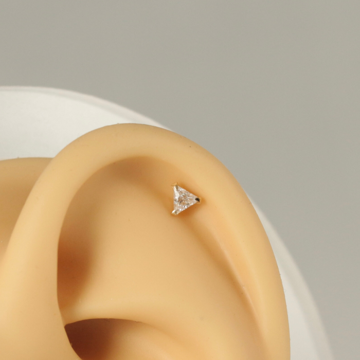 14K Gold Triangle & BioFlex Stud