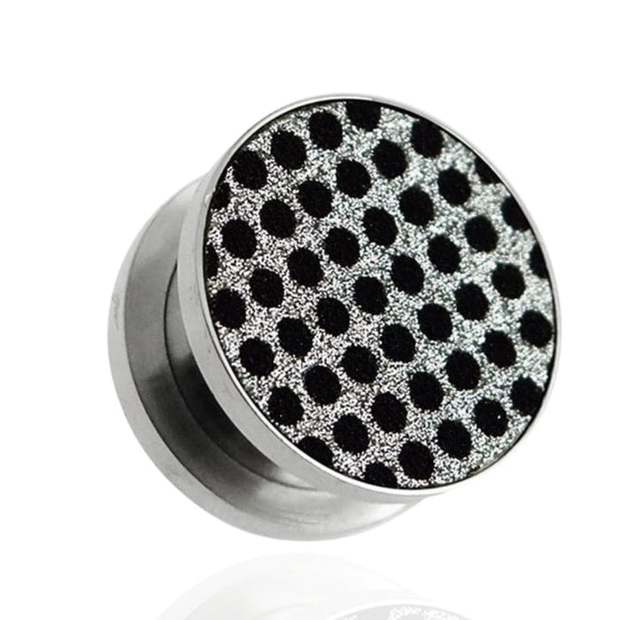 Black Polka Dots on Glitter Flesh Tunnels