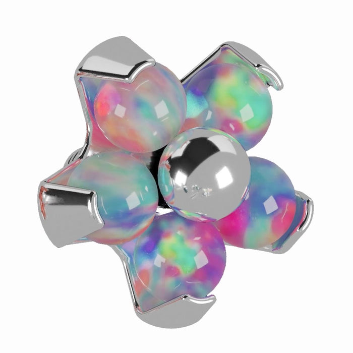 Opal Stone Studded Flower Dermal Anchor Top