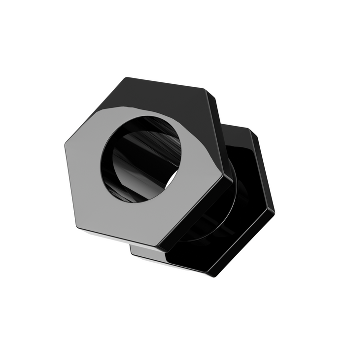 316L Surgical Steel Black Hexagon External Threaded Tunnel