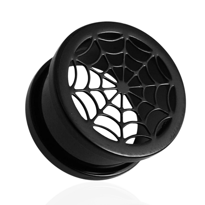 Blackline Spider Web Screw Fit Flesh Tunnel