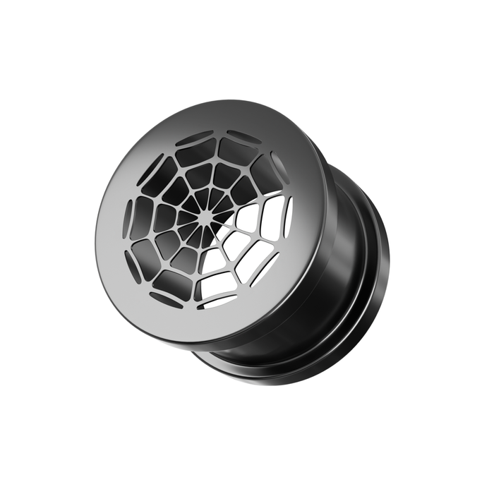 316L Surgical Steel Black Web Top External Threaded Tunnel