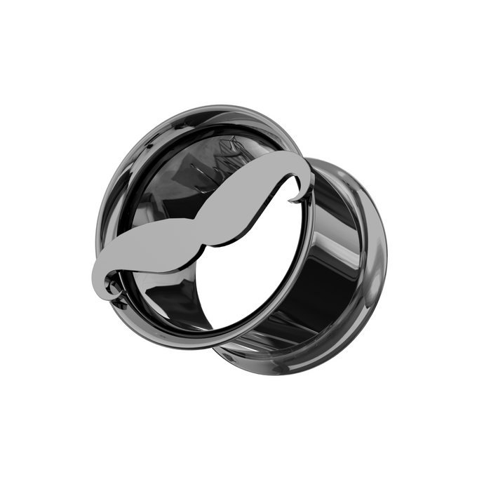 316L Surgical Steel Moustache Plate Top Internally Threaded Tunnel