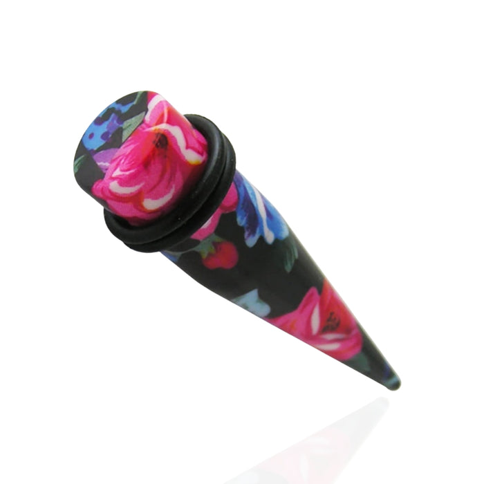 Acrylic Mix Flower Straight Taper Ear Expander