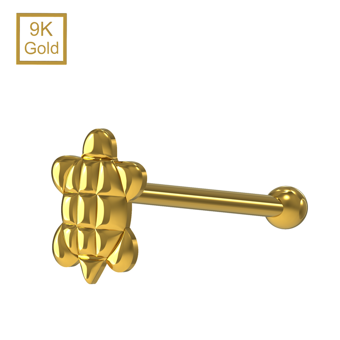 9K Solid Yellow Gold Turtle Ball End Nose Stud