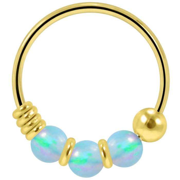 9K Gold Opal Hoop Nose Ring