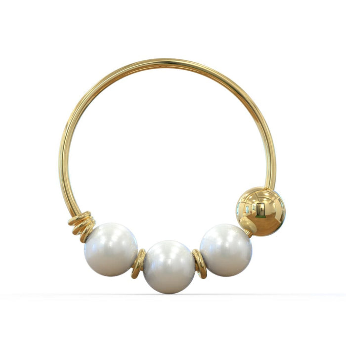 9K Yellow Gold Genuine Pearl Hoop Nose Ring