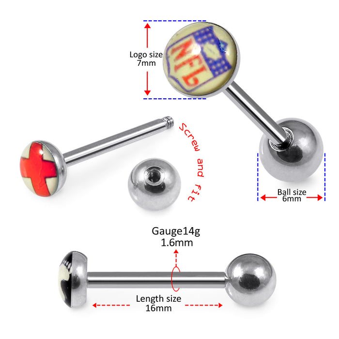 316L Surgical Steel Epoxy Logo Tongue Balls