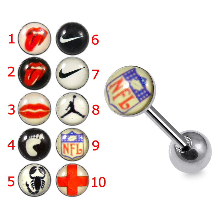 316L Surgical Steel Epoxy Logo Tongue Balls