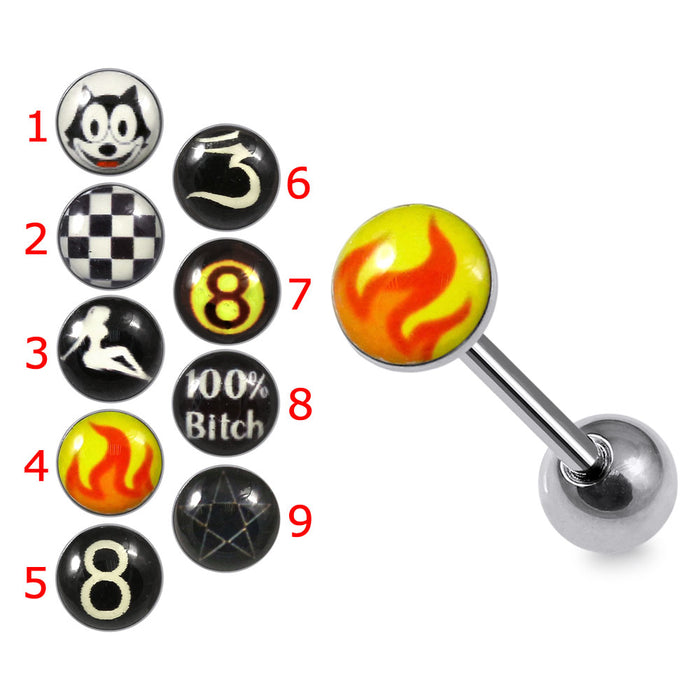 316L Surgical Steel Mixed Logo Tongue Balls