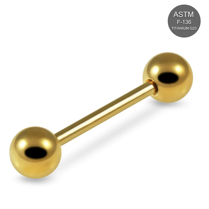 G23 Grade Titanium Gold Anodised Straight Tongue Barbell with Ball - Monster Piercing