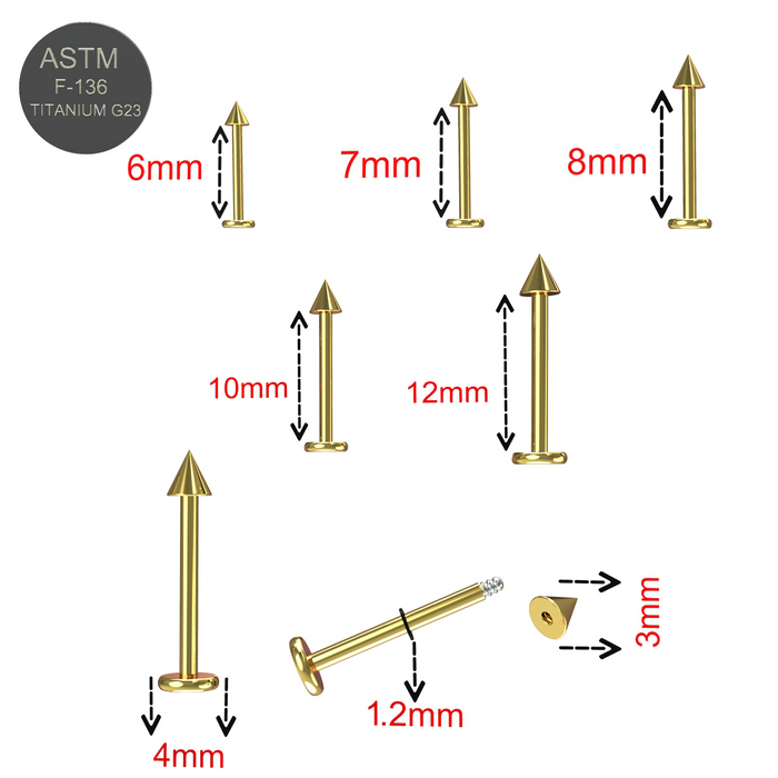 G23 Grade Titanium Labret Bar with Plain Cone