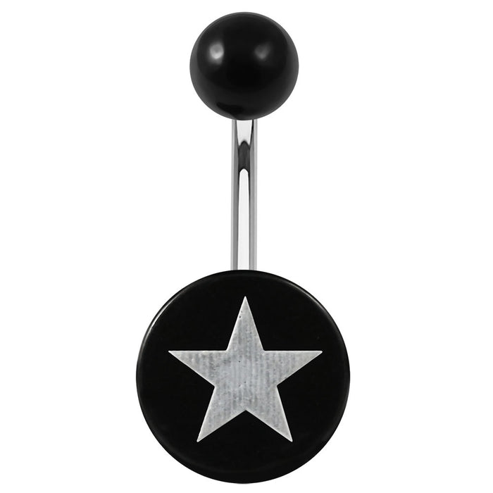 316L Surgical Steel Logos Printed In Black belly Ring