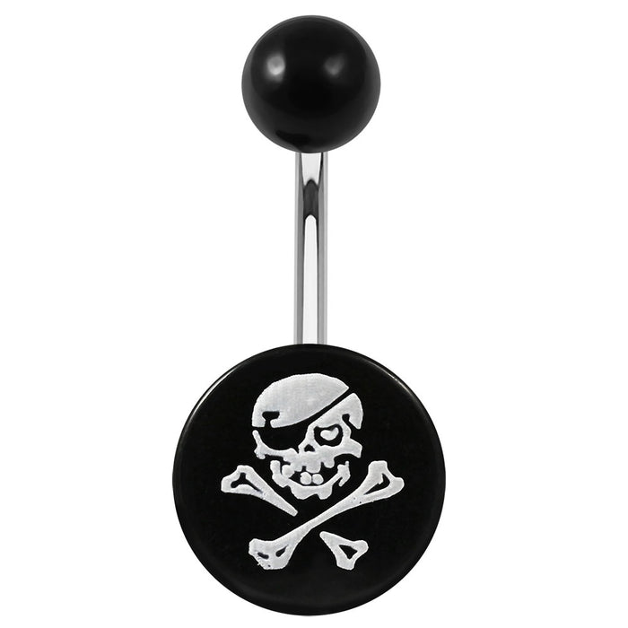 316L Surgical Steel Logos Printed In Black belly Ring