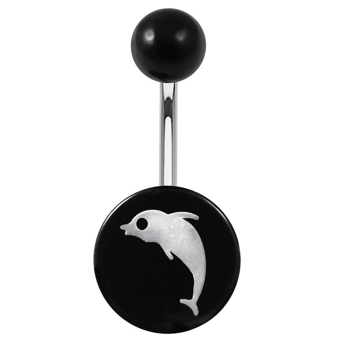 316L Surgical Steel Logos Printed In Black belly Ring