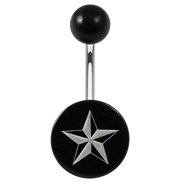 316L Surgical Steel Logos Printed In Black belly Ring