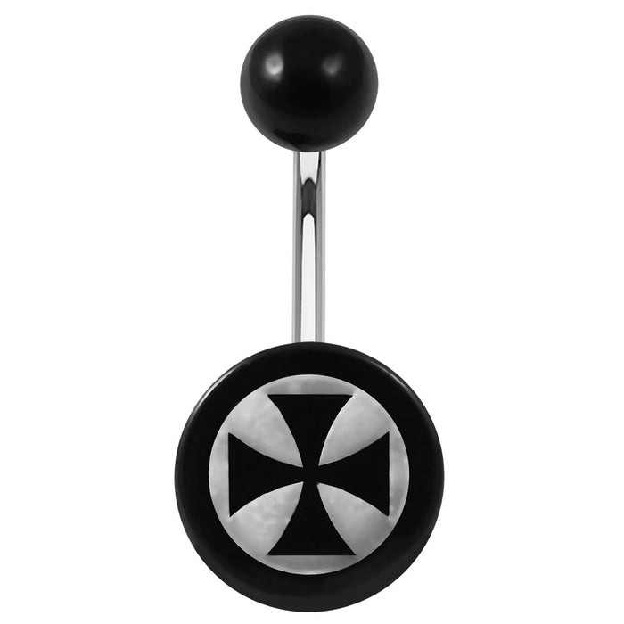 316L Surgical Steel Logos Printed In Black belly Ring