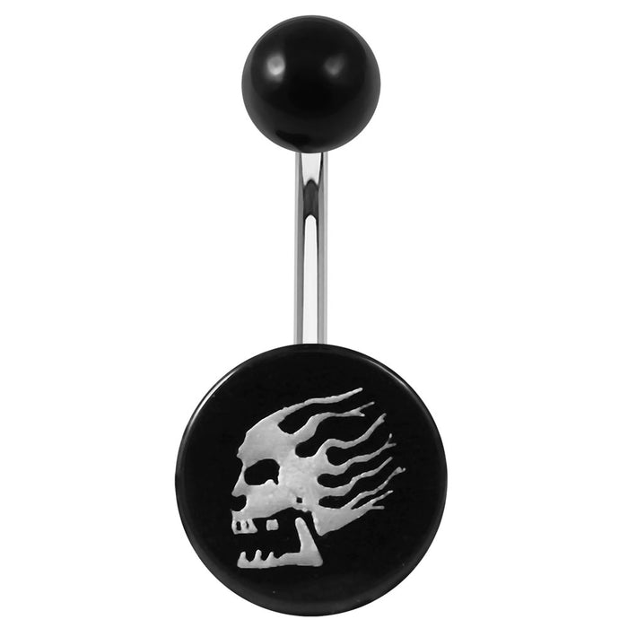 316L Surgical Steel Logos Printed In Black belly Ring