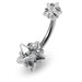 316L Surgical Steel Star Cut Double Cubic Zirconia Jewelled Banana Belly Ring - Monster Piercing