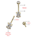 14K Solid Yellow Gold Oval Cut CZ Jewelled Internally Threaded Top ball With CZ stone Belly Ring - Monster Piercing