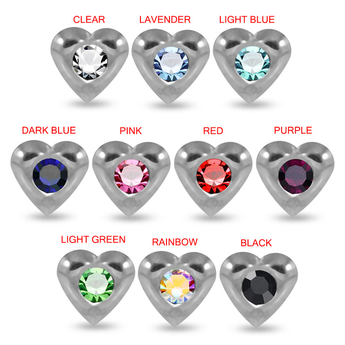 Set of 10pcs 925 Sterling Silver Jewelled Heart Nose Bone Set