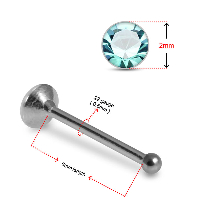 Set of 10pcs Mix 925 Sterling Silver 2mm Glued Round CZ Ball End Nose stud Box