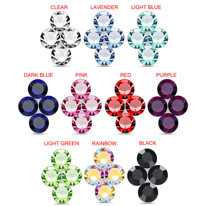 Set of 10pcs 925 Sterling Silver 4CZ Jewelled Flower Nose Bone Set