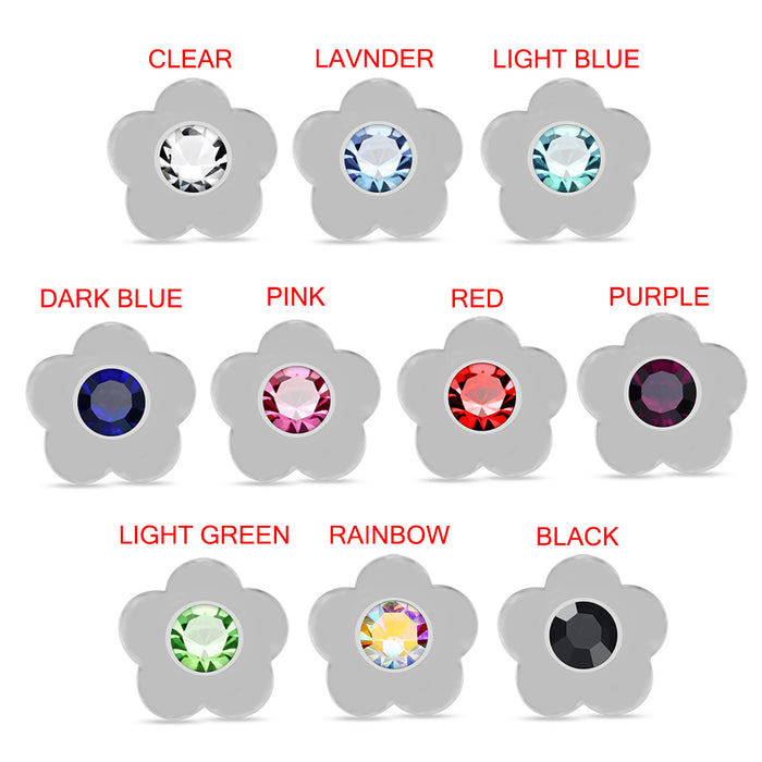 Set of 10pcs Mix 925 Sterling Silver Jewelled Flower Ball End Nose stud Box