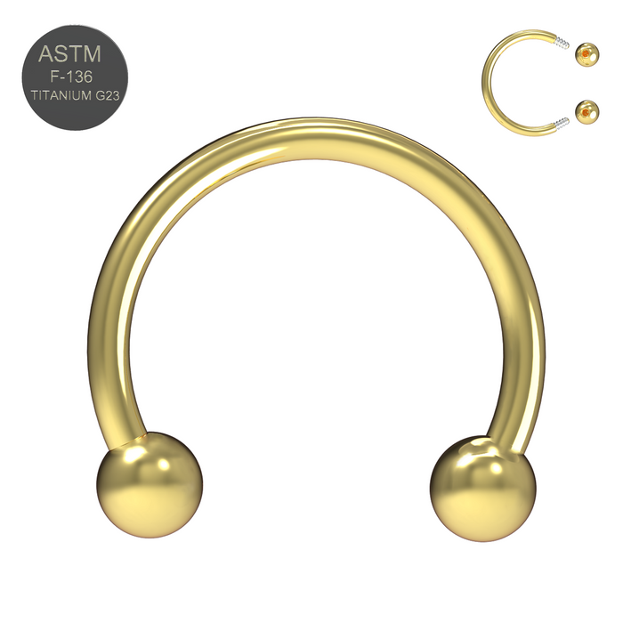 G23 Grade Titanium Gold Anodised Circular Barbell with Ball