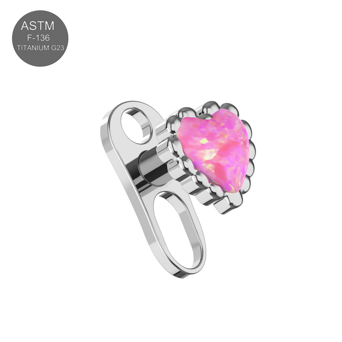 Opal Heart Jewelled Dermal Anchor