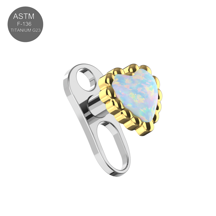 Opal Heart Jewelled Dermal Anchor